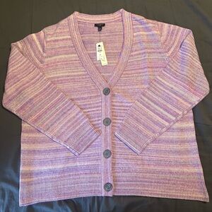 NWT Space Dye V-Neck Cardigan Sweater in Purple Multi